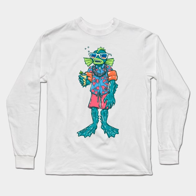 Pool Party Merman Long Sleeve T-Shirt by nickv47